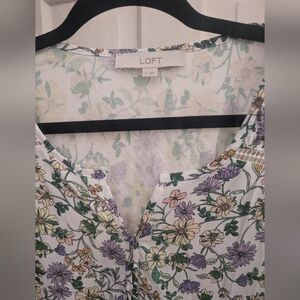 Loft floral mixed media blouse.